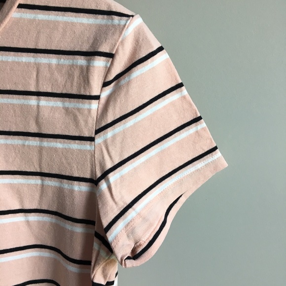 ⚪ H&M Divided pink striped cotton blend scoop neck tee - Picture 8 of 11
